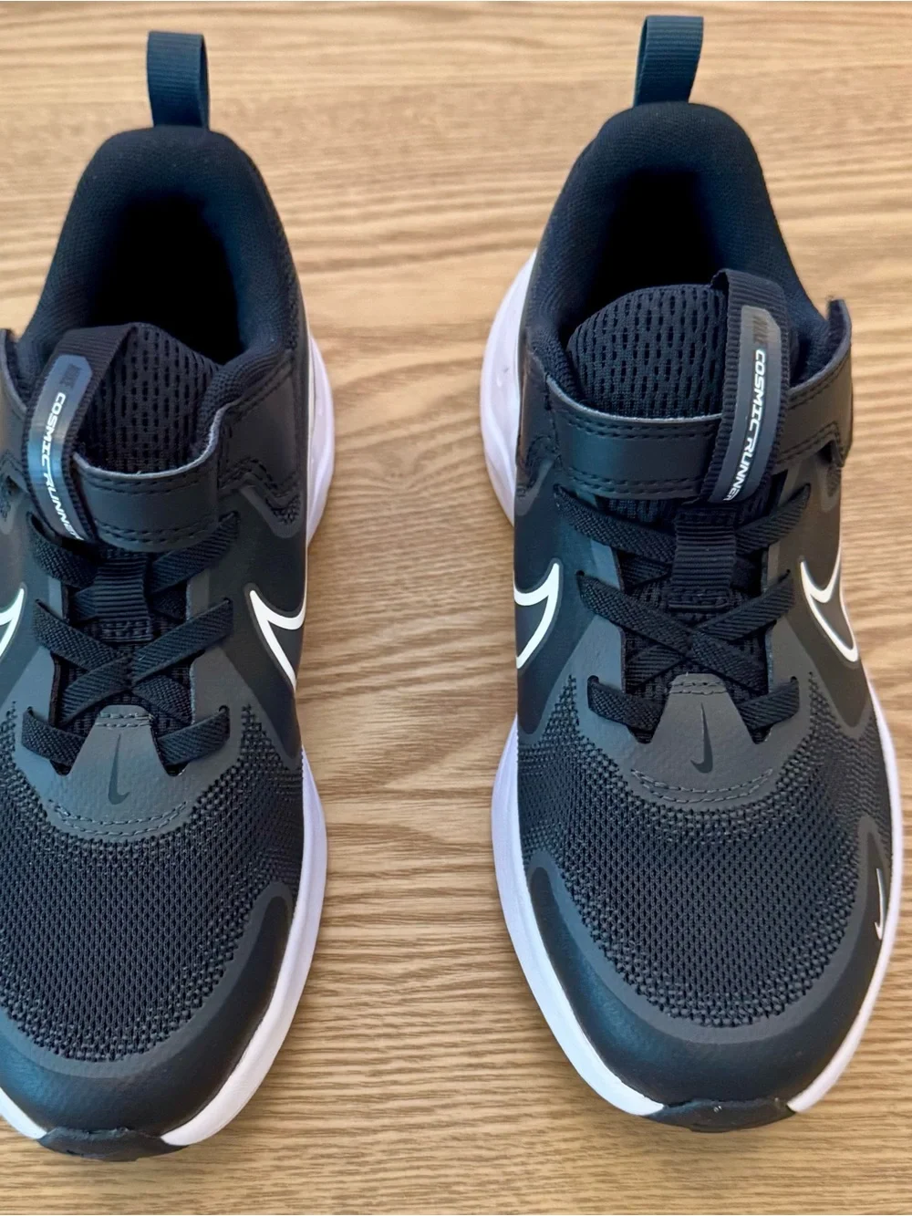 Nike Black and White Youth Athletic Sneakers with Hook-and-Loop Strap